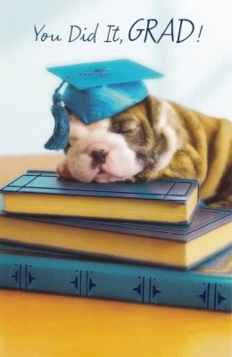 Tarjeta de graduación YOU DID IT GRAD 5.5" X 8.25" impresión en papel aluminio azul Foto 1 de 3