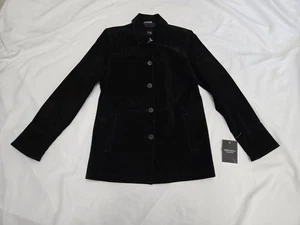 Chaqueta Blazer Pequeña Mediana De Colección Bernardo Negra Gamuza Cuero Nueva con Etiquetas - Imagen 1 de 24
