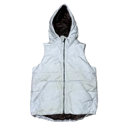 Coach Vest Hooded Down Puffer Full Zip White Ivory Womens Size Small S Hood Logo - Image 1 of 4