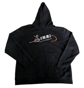 Simms Fishing Hoodie M Black Camo Fish Hook & Loop Logo Pullover Sweatshirt - Picture 1 of 12