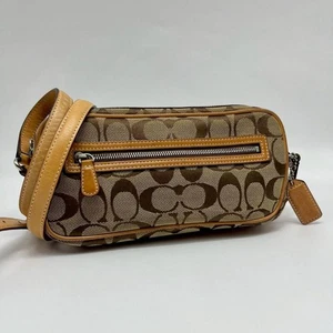 COACH Signature Crossbody Bag Brown Beige Canvas Leather Purse - No Box - Picture 1 of 10