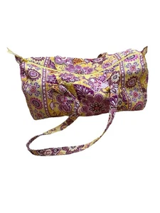 Vera Bradley Travel Weekender 18" Duffel Bag Discontinued Bali Gold Yellow Pink - Picture 1 of 11