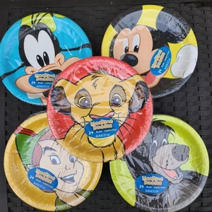 5 Pkg RARE Mealtime Buddies Disney Hallmark Variety Pack Of Paper Plates 24ea - Picture 1 of 7
