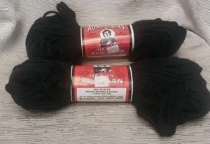 AUNT LYDIA’S Heavy Rug Yarn 825-Black Vintage 2-Skeins NEW Polyester - Picture 1 of 4