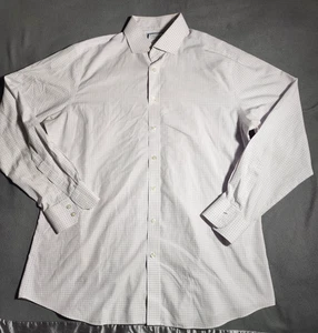 Camisa de vestir Charles Tyrwhitt para hombre talla 17 1/2 36 calce ajustado blanca a cuadros sin planchar - Imagen 1 de 18