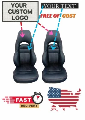 CUSTOM MADE CORVETTE C5 97-04 OEM REPLACEMENT SEAT COVERS BLACK RED STITCHING - Image 1 of 4