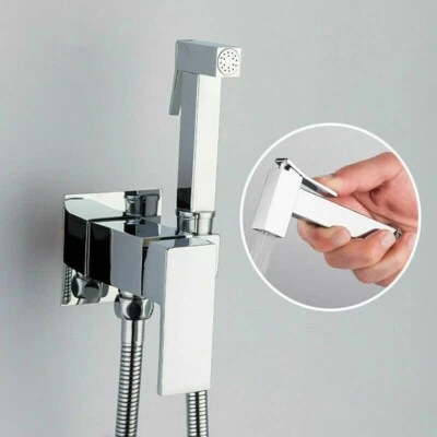 Chrom Bidet Brause Set Halter Edelstahl WC Hand Duschkopf Hygiene Schlauch Bad - Bild 1 von 4