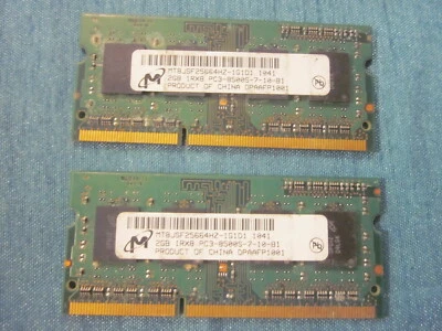 MICRON 2X 2GB = 4GB PC3 8500S Laptop Memory RAM MT8JSF25664HZ-1G1D1 - Image 1 of 3