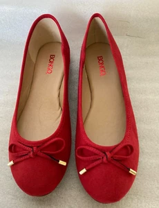 Bongo Womens Red Suede Flats Ballet Flat Shoes NIB 9.5M - Picture 1 of 9