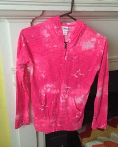 Girls Circo Hooded Zip Up Pink Tie Dye Knit Lightweight Jacket Sz Extra Large XL - Picture 1 of 7