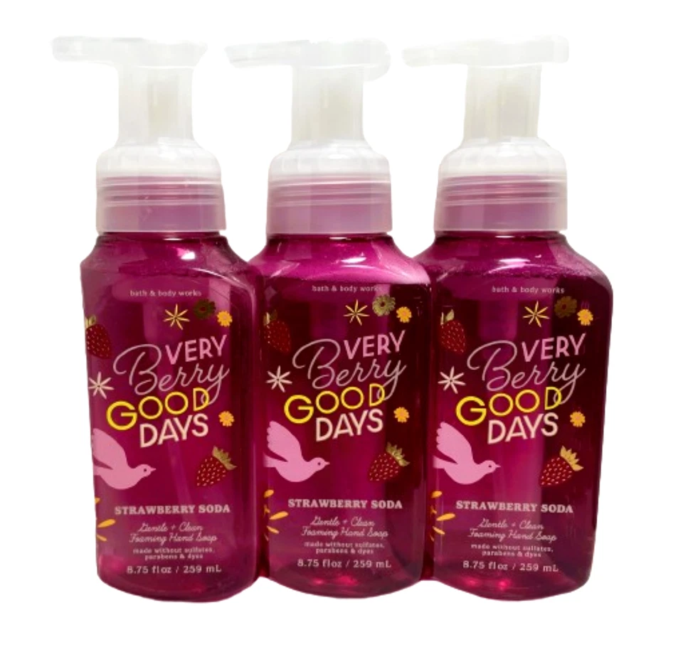 Bath & Body Works 3x STRAWBERRY SODA Foaming Hand Soaps Soap ~  FREE SHIP - Image 1 of 1