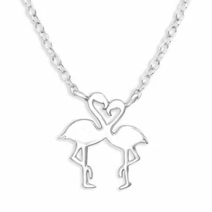 Flamingo Halskette Kette 925 Silber - Kinder Damen Mädchen Schmuck - Picture 1 of 5