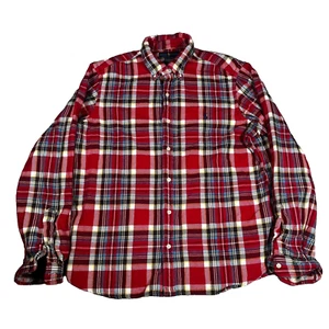 Ralph Lauren Classic Fit Indigo RL Untucked Fit Shacket Uomo XLarge Plaid Rosso - Foto 1 di 7