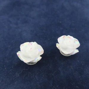 IRIDESCENT ROSES Shoe Charms for Clogs Wristbands Set 2 Rose Flowers Luxury - Picture 1 of 7