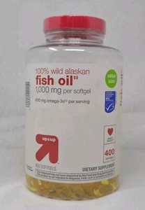 Up & Up Fish Oil 1000mg Wild Alaskan Omega-3 400 Softgels Heart Health Exp 1/25 - Picture 1 of 6