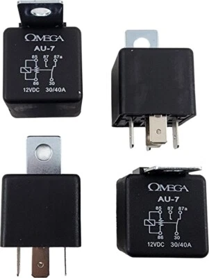 Lote de 4 Relés Omega AU-7 SPDT Single Pole Double Throw 30/40 AMP 12VDC - Imagem 1 de 4