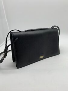 BALLY black leather shoulder strap clutch bag VGC small modern classic smart