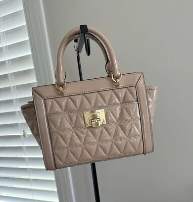 NWT Michael Kors Vivianne Oyster Quilted Patent Leather Small Satchel Crossbody - Image 1 of 4