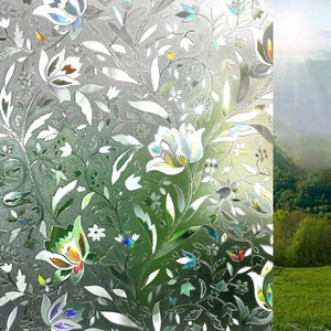 Bubble Free Tulip Privacy Window Film Self Adhesive Etched Privacy Glass Vinyl - Picture 1 of 21