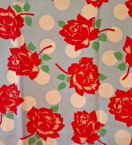 Retro Roses Drapery Fabric - 24" Remnant - New - Picture 1 of 1