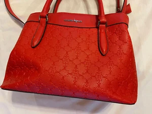 Nanette Lepore Seraphina Embossed Red Chili Satchel Purse Crossbody Bag NWOT $98 - Picture 1 of 18