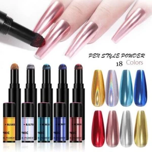Chrom Nagelpulver Pigmentstift Luftkissen Nagel mit Spiegeleffekt Glitzerstift - Bild 1 von 35