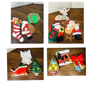 Vtg  Hand Painted Ceramic Bisque￼ Christmas Tree Ornaments Lot 12 Traditional - Picture 1 of 9