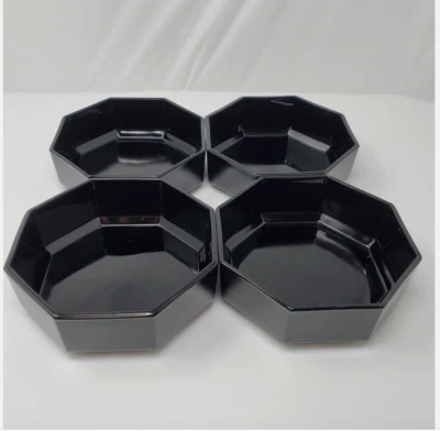 Juego 4 Ensaladeras Sopa Cereal Arcoroc Francia Vidrio Negro MCM Octogonal Octogonal Octogonal Foto 1 de 4