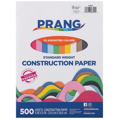 Papel de construcción Prang P6555, 10 colores surtidos, 9" x 12", 500 hojas Foto 1 de 4