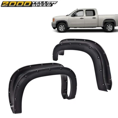 Fit For GMC Sierra 2007-2014 Pocket Rivet Textured Offroad Fender Flares 4PCS Foto 1 de 4