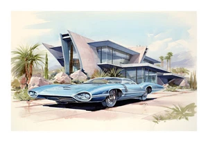 Stampa artistica moderna età atomica metà secolo anni 60 za9 - Foto 1 di 2