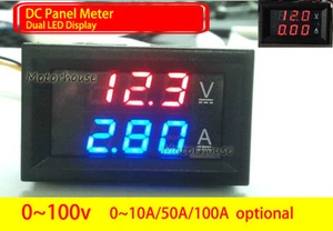 DC 100V 10A 50A 100A Digital Voltmeter Ammeter Combo Meter Gauge Voltage Monitor - Picture 1 of 11