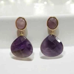 Amethyst Ohrhänger | lila Stein Ohrhänger | Boho Party Schmuck - Bild 1 von 2