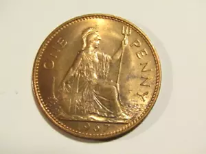 Great Britain 1967 1 Penny Bronze unc Coin - Picture 1 of 5