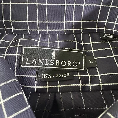 LANESBORO Mens 16.5 32/33 Black Plaid Long Sleeve Button Down Dress Shirt - Image 1 of 4