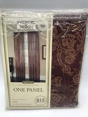 Interiors By Design Renee Voile Transparente Borgoña Y Panel Dorado 45x84 Estilo B15 Foto 1 de 4