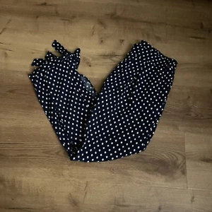 Anthropologie Saturday Sunday XS Navy Diamond Pattern Rayon Tie Ankle Pants - Picture 1 of 8