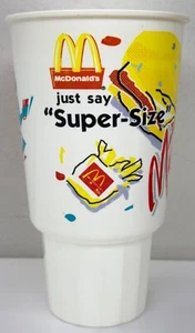 Vintage 1980’s Coke To Go McDonald’s “Just Say Super-Size” Retro Plastic Cup - Picture 1 of 7