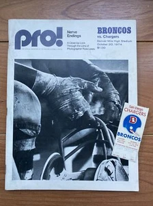 TICKET STUB & PROGRAM - Chargers at Broncos ROOKIE RANDY GRADISHAR - Oct 20 1974 - Bild 1 von 12