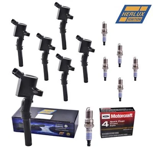 6 Herko B029 Ignition Coils For Ford Lincoln Mercury and Motorcraft Spark Plugs - Picture 1 of 4