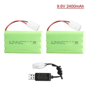 2 Packs 9.6V 2400mAh Ni-MH Rechargeable Battery Pack KET 2P for RC Car Truck USA - Picture 1 of 9