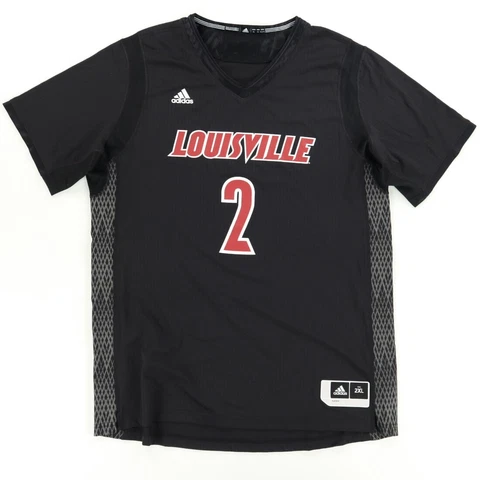 Adidas Louisville Cardinals Short Sleeve Basketball Jersey Black Men's 2XL Cover