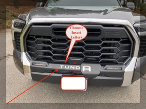 STAINLESS STEEL CHROME EMBLEM LOGO FRONT SET fits 2022 2023 24 25 TOYOTA TUNDRA - Foto 1 di 5