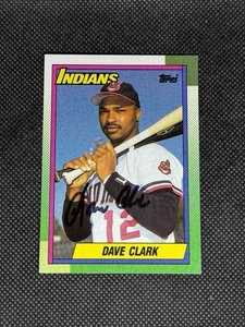 Tarjeta automática firmada por Dave Clark Cleveland Indians 1990 Topps #339 ~ certificado de autenticidad - Imagen 1 de 3