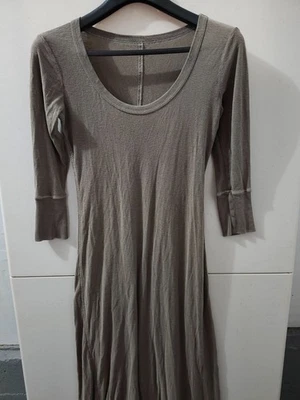 James Perse Dress Womens 0 Taupe Maxi 3/4 Sleeve Boat Jersey Knit Cotton Stretch - Image 1 of 4