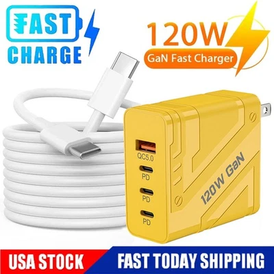 120W GaN Fast Charging USB Type C Charge For Samung Galaxy A15 A25 A16 A56 A17 - Image 1 of 4