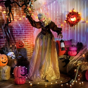 Outsunny 150 cm Halloween Dekoration Halloween Hexe mit LED-Licht Soundfunktion - Bild 1 von 10