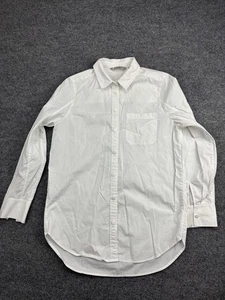 Athleta Shirt Womens Small White Button Down Long Sleeve Stretch Poplin Collared - Picture 1 of 8