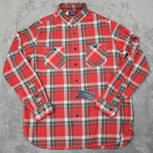 Polo Ralph Lauren Shirt Mens Large Plaid Flannel Classic Button Up Long Sleeve - Picture 1 of 17