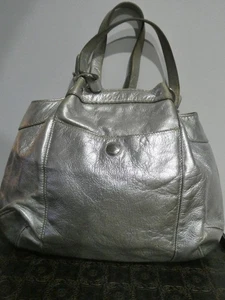Hogan Women’s Silver Leather Hobo Shoulder Handbag Medium Italy - Picture 1 of 14